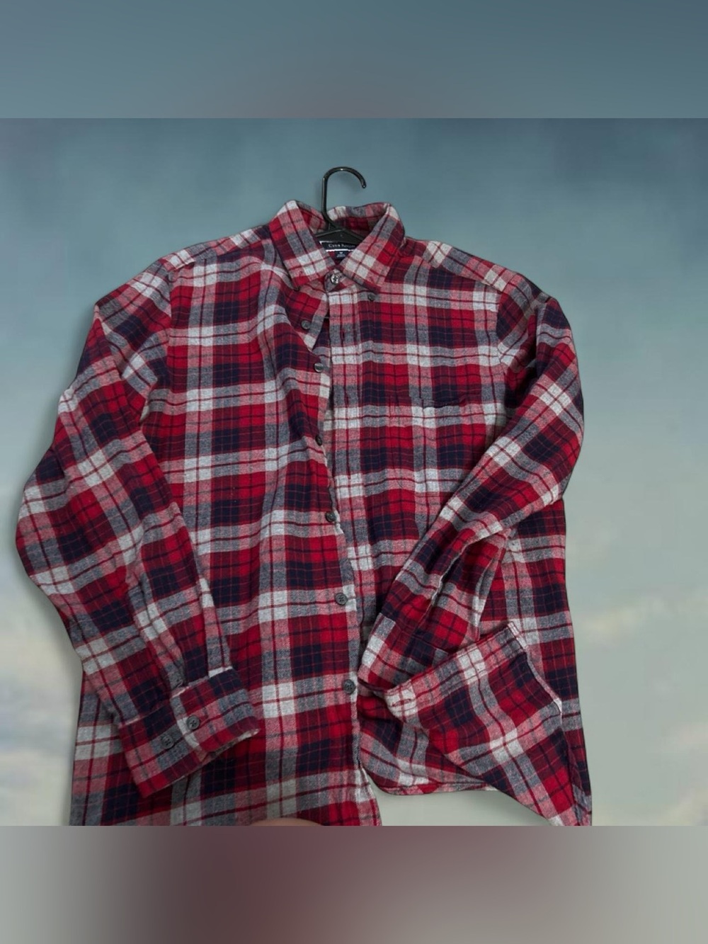 Club Room Red and Navy Plaid Button-Down Shirt